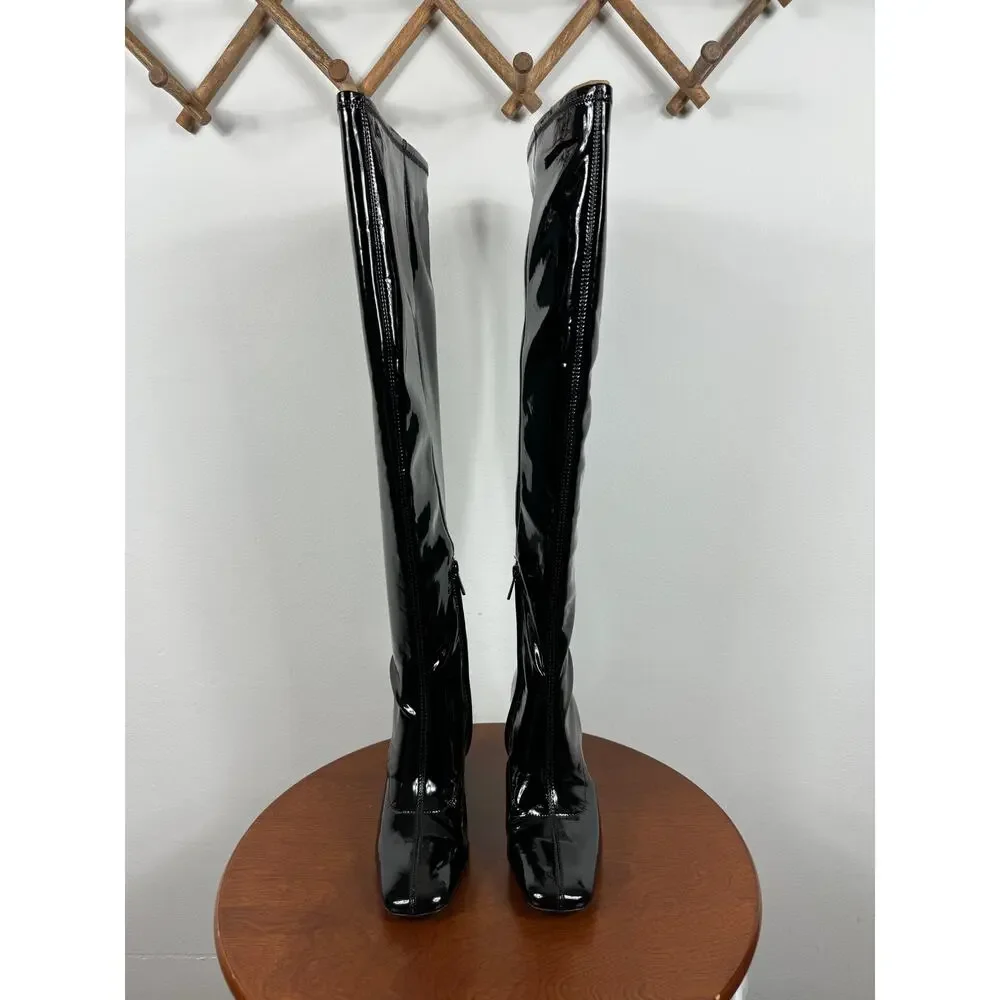New Sam Edelman Cosette Over the Knee Boot in Black Patent Women's Size 7